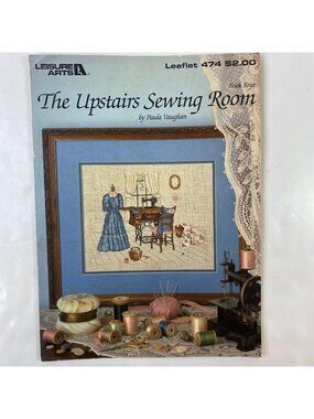Vintage Leisure Arts Cross-Stitch Books "The Upstairs Sewing Room" Paula Vaughan
